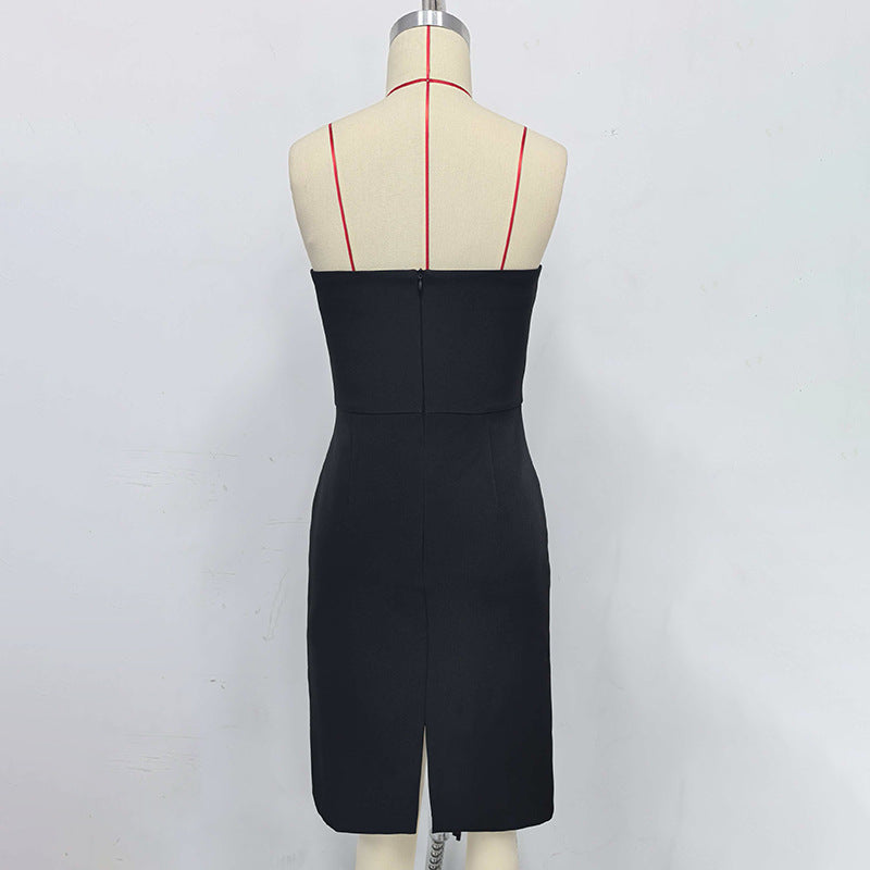 Embellished Bustier Mini Dress in Black