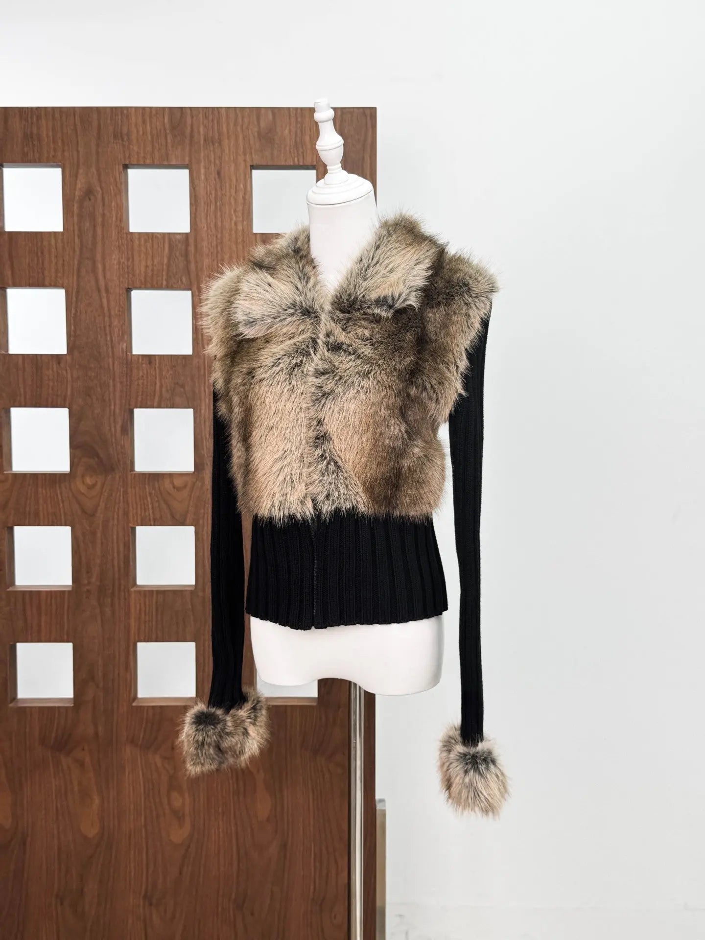 Faux Fur Knit Coat