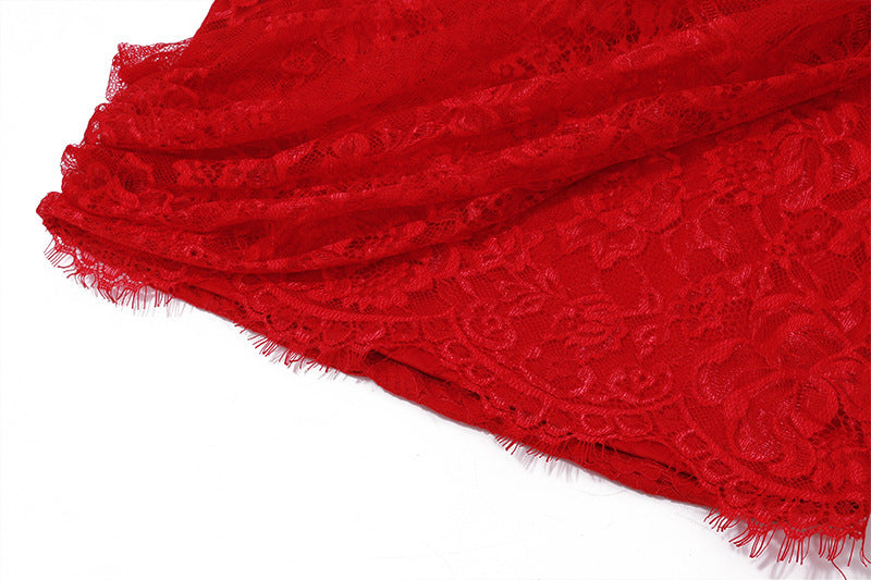Red Bandage Backless Floral Lace Corset mini Dress