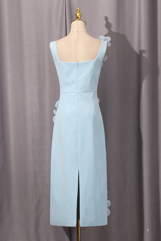 3D Flower Midi Dress in Blue