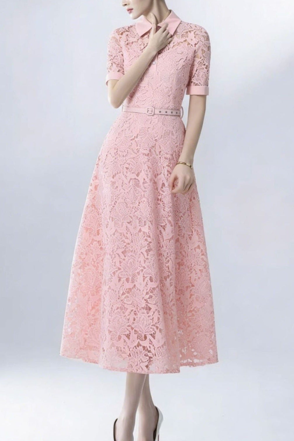 Lace Collared Midi Dress