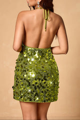 Halter Mini Dress in Green