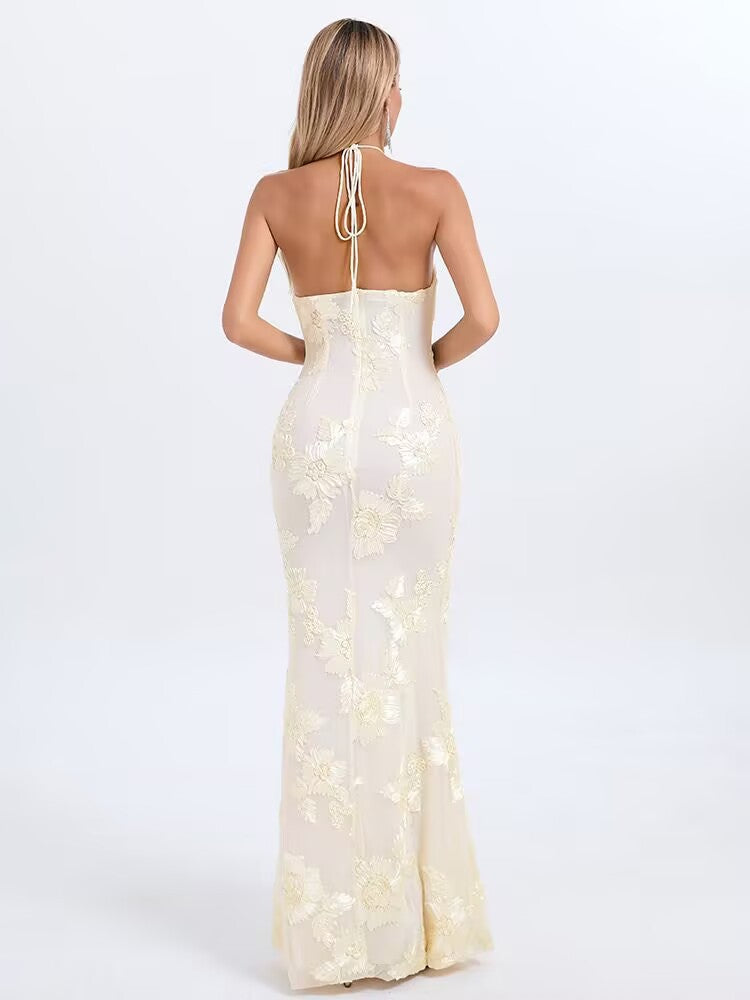 Yellow Backless Party Mixi Dress