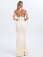 Yellow Backless Party Mixi Dress