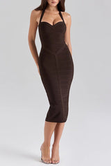 Halter Bodycon Midi Bandage Dress