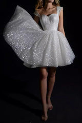 White Sexy Seed Short Princess Evening Gown Mini Dress
