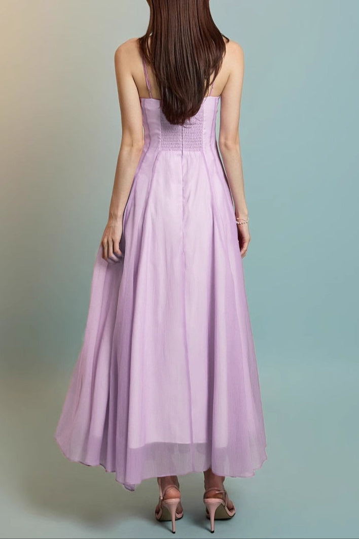Chest Wrap Maxi Dress in Purple