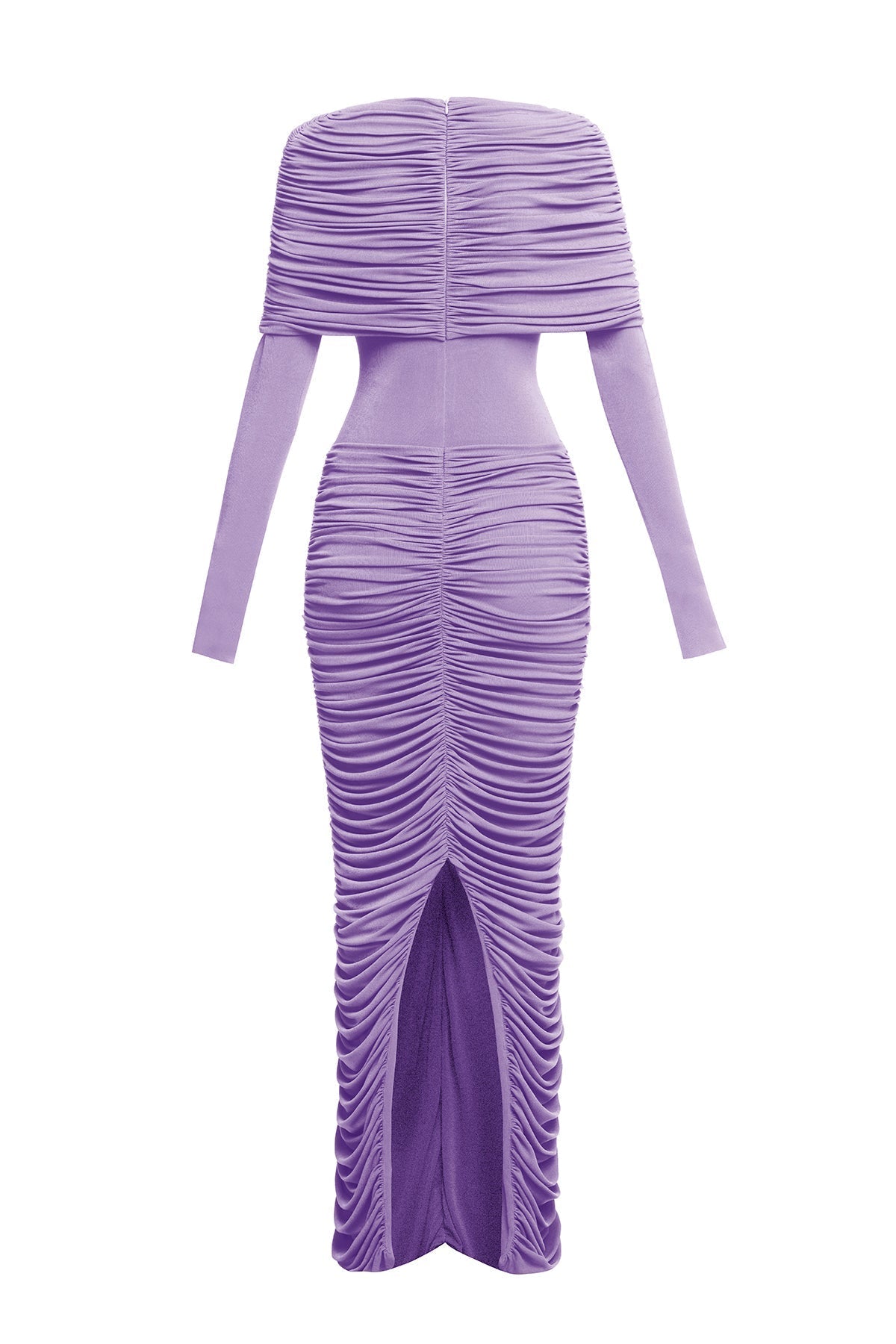 Purple Form-Fitting Maxi Dress with Asymmetrical Shoulder