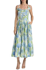 Floral Embroidered Poplin Midi Dress