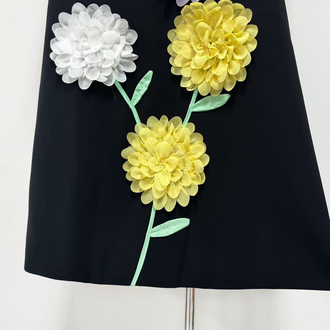 Embroidered Maxi Dress in Black