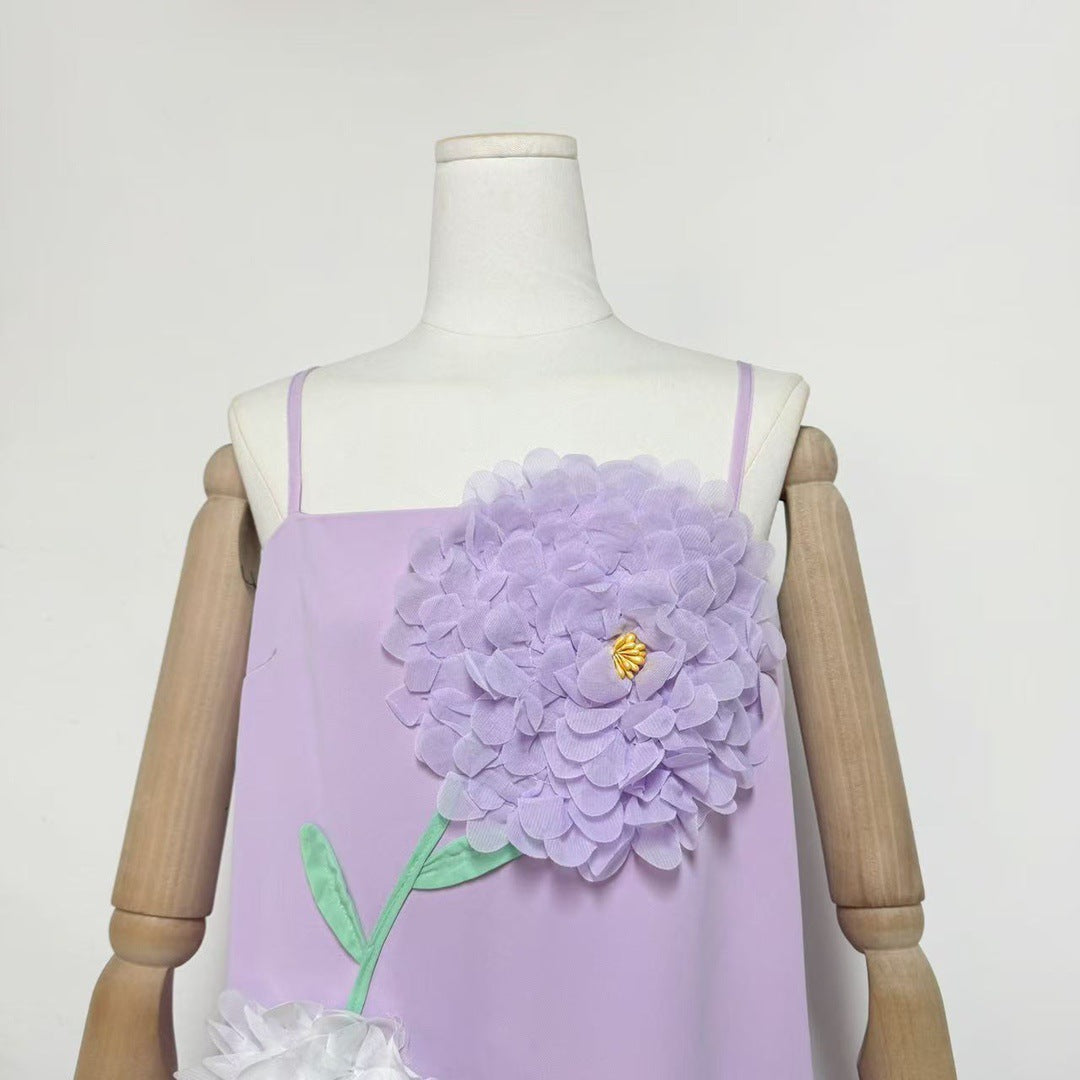 Embroidered Maxi Dress in Purple