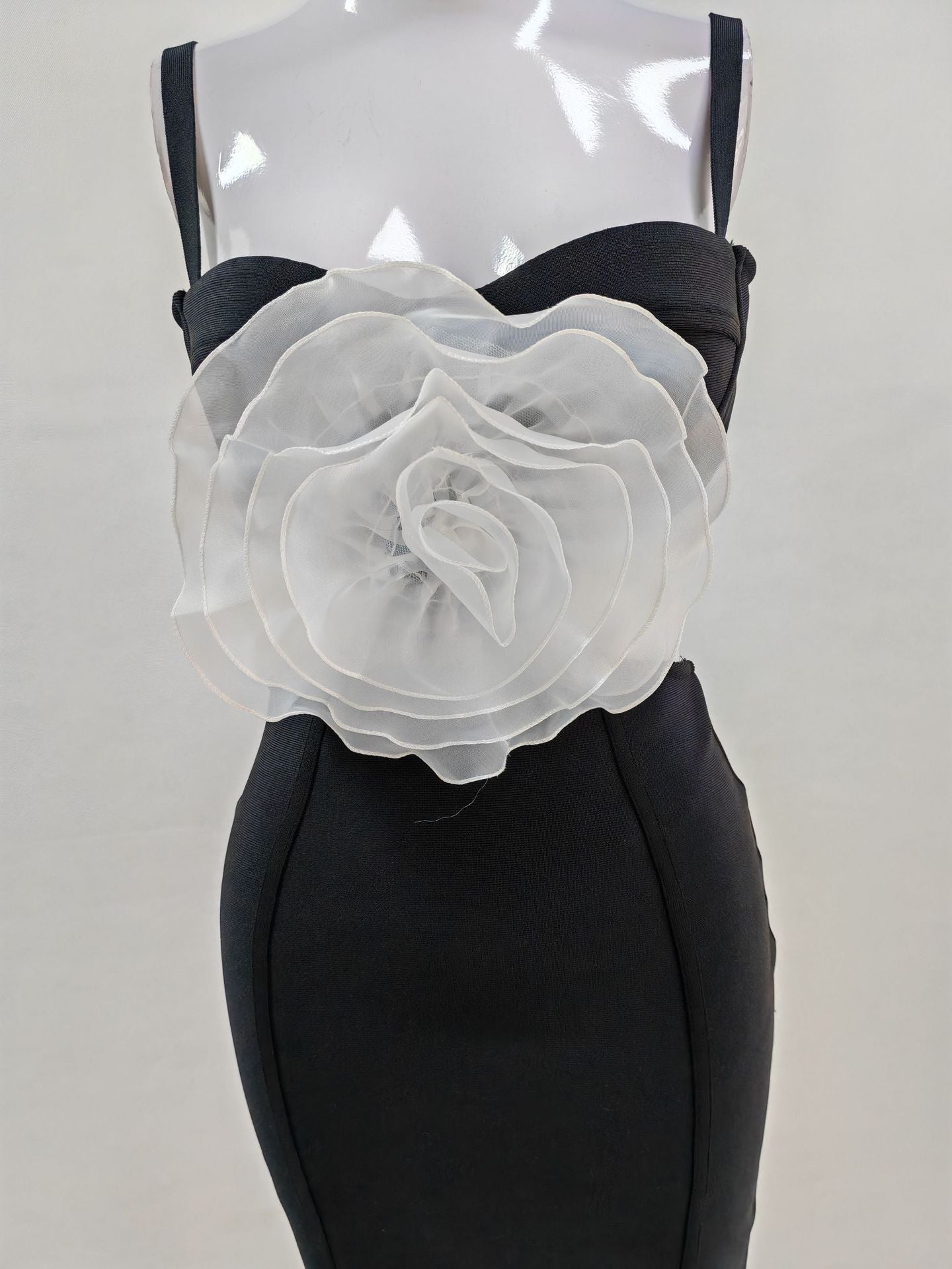 Mesh Flower Bandage Midi Dress