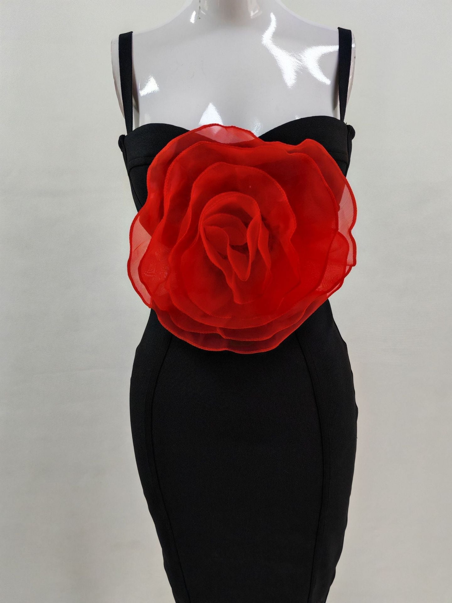 Mesh Flower Bandage Midi Dress