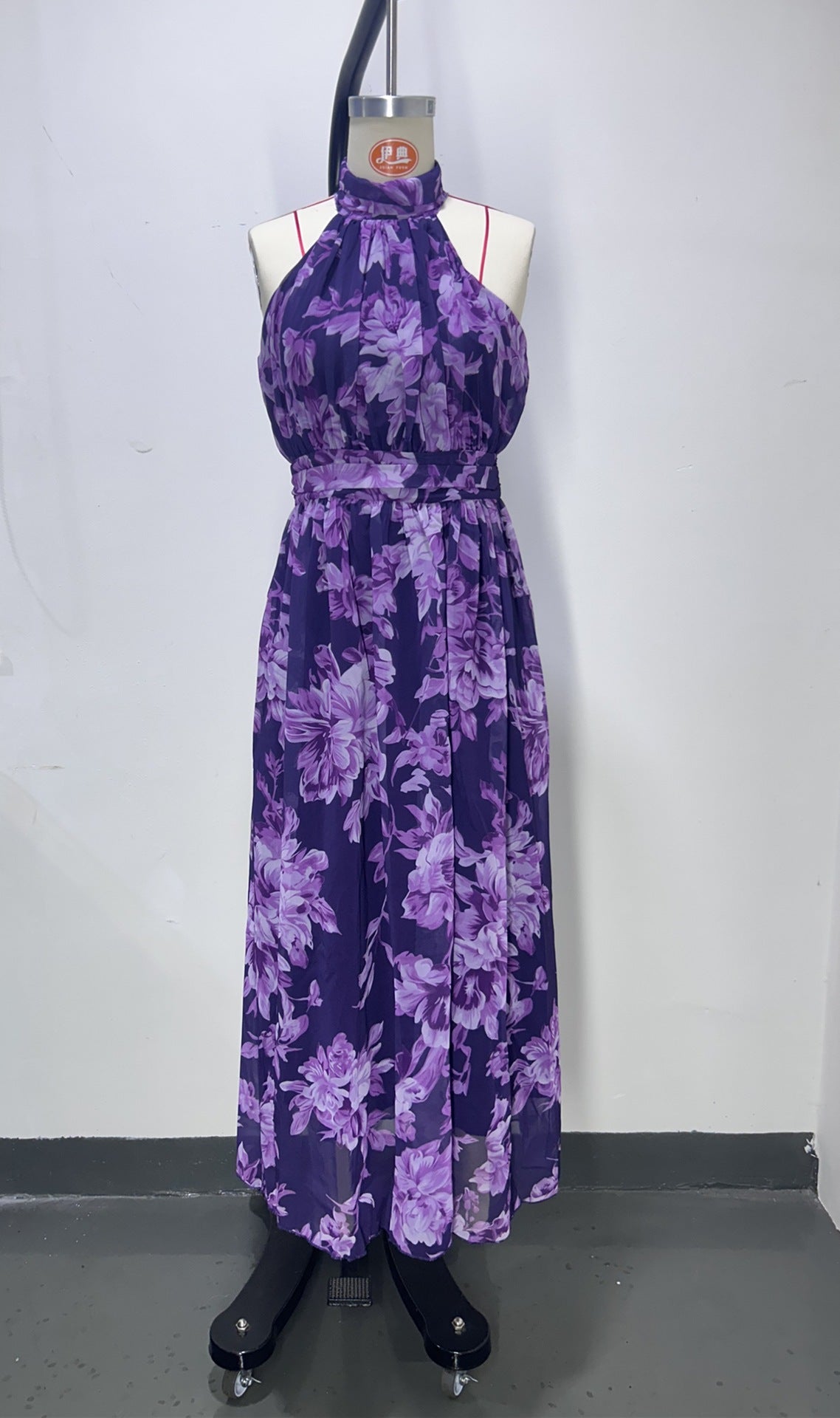 Green Floral Halter Maxi Dress