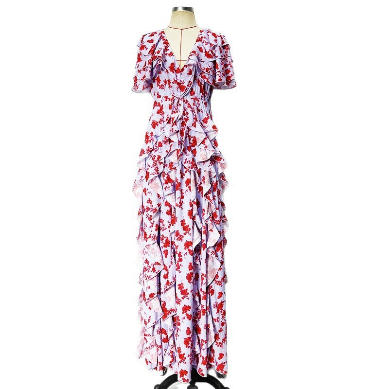 Floral printed Ruffle Maxi Dress