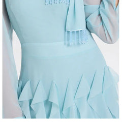 Blue Neck Ruffle Maxi Dress