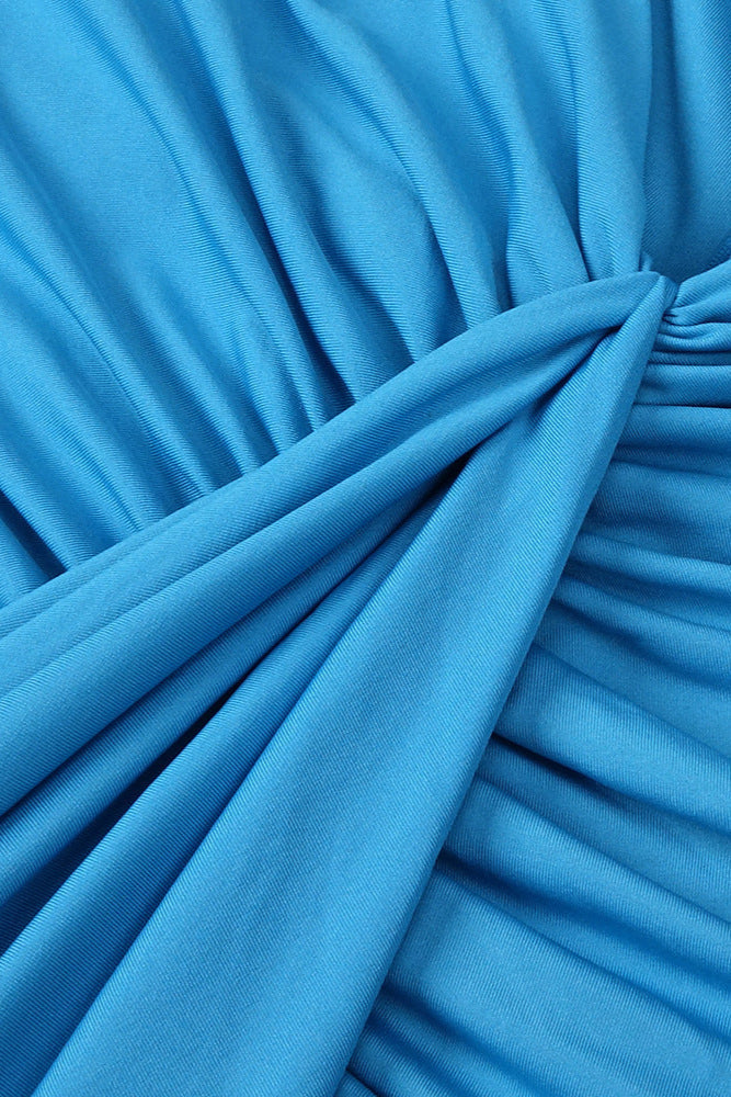 Drape Disconnect Tank Maxi Dress in Blue
