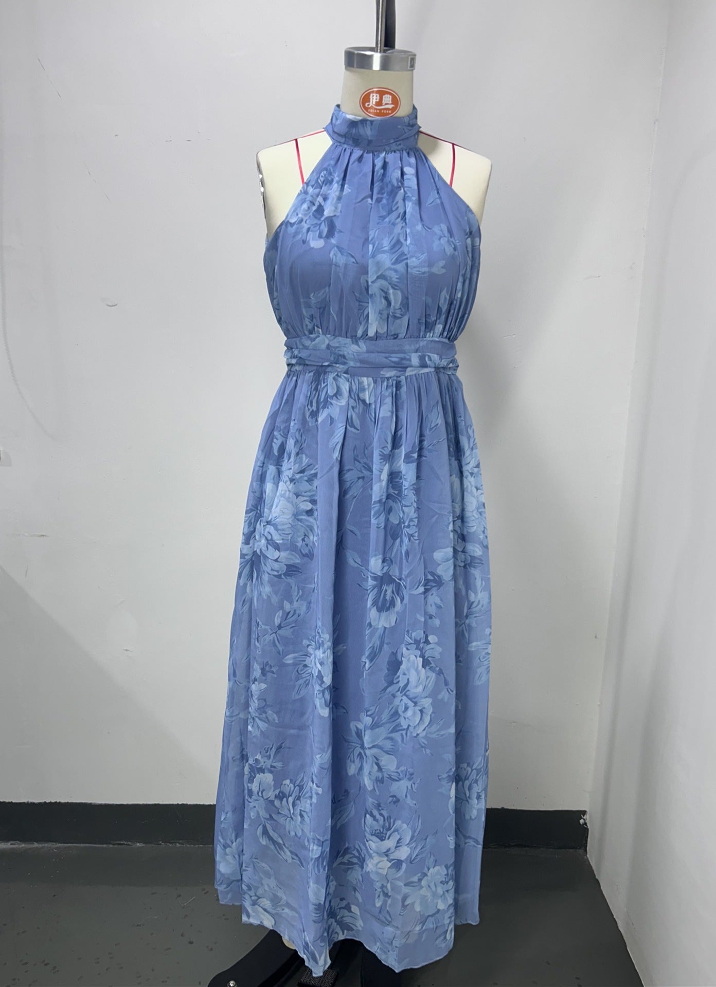 Green Floral Halter Maxi Dress