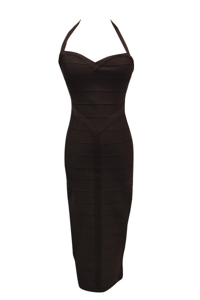 Halter Bodycon Midi Bandage Dress