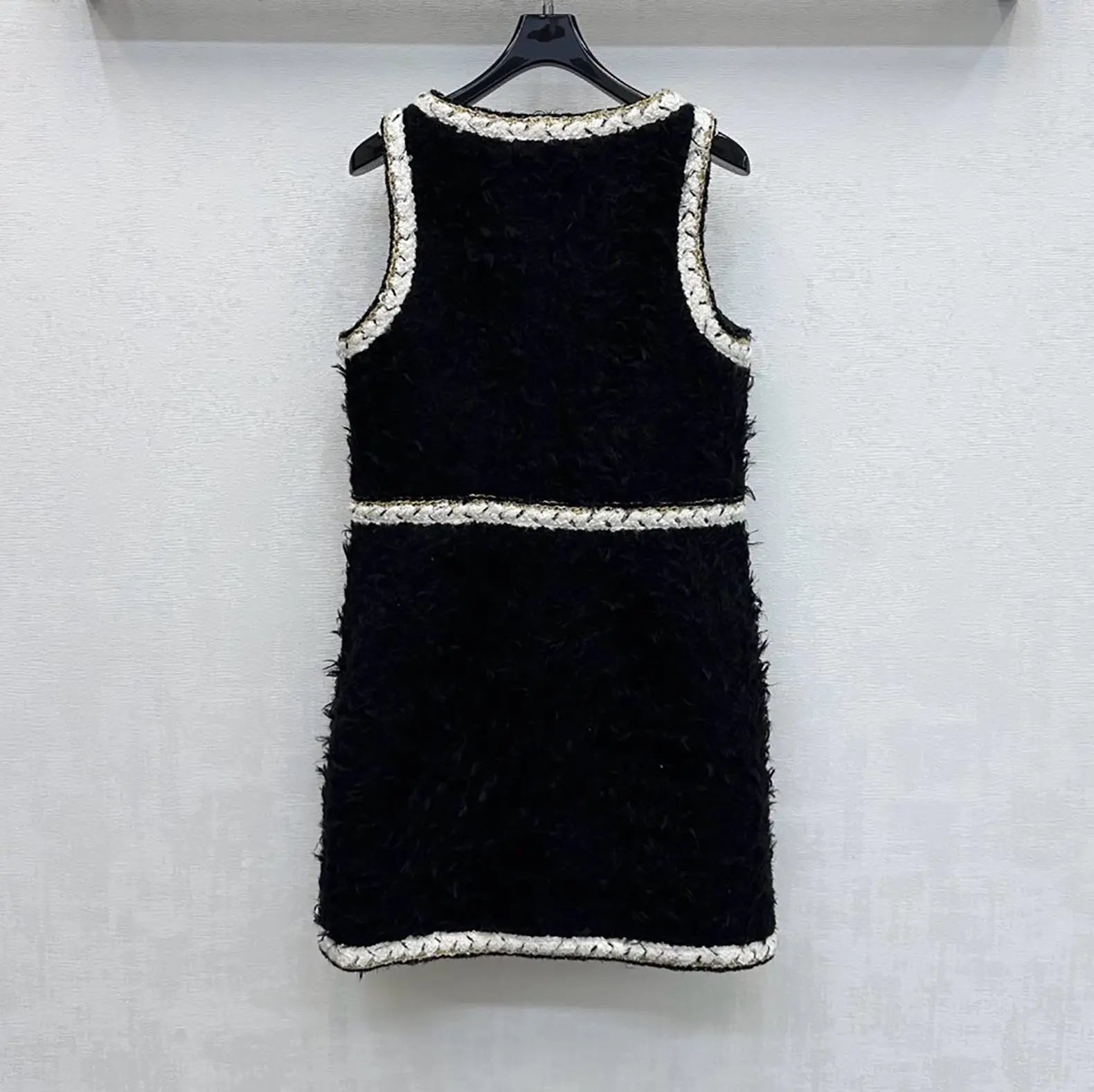 Wool sleeveless Short Dress in black