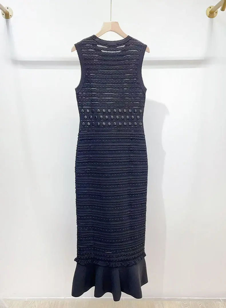 Knit Sleeveless Midi Dress in Black
