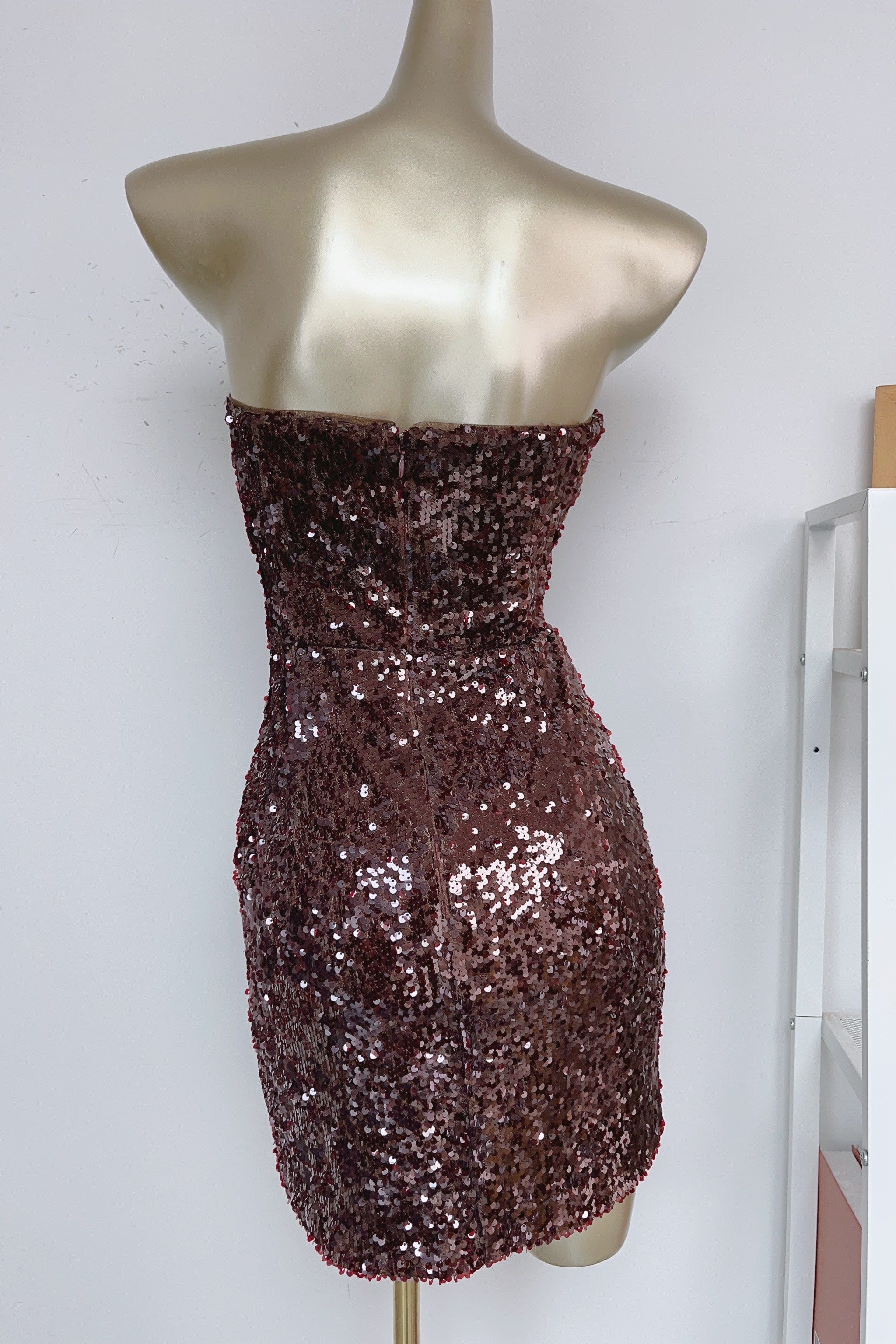 Sequin Mini Dress in Burgundy