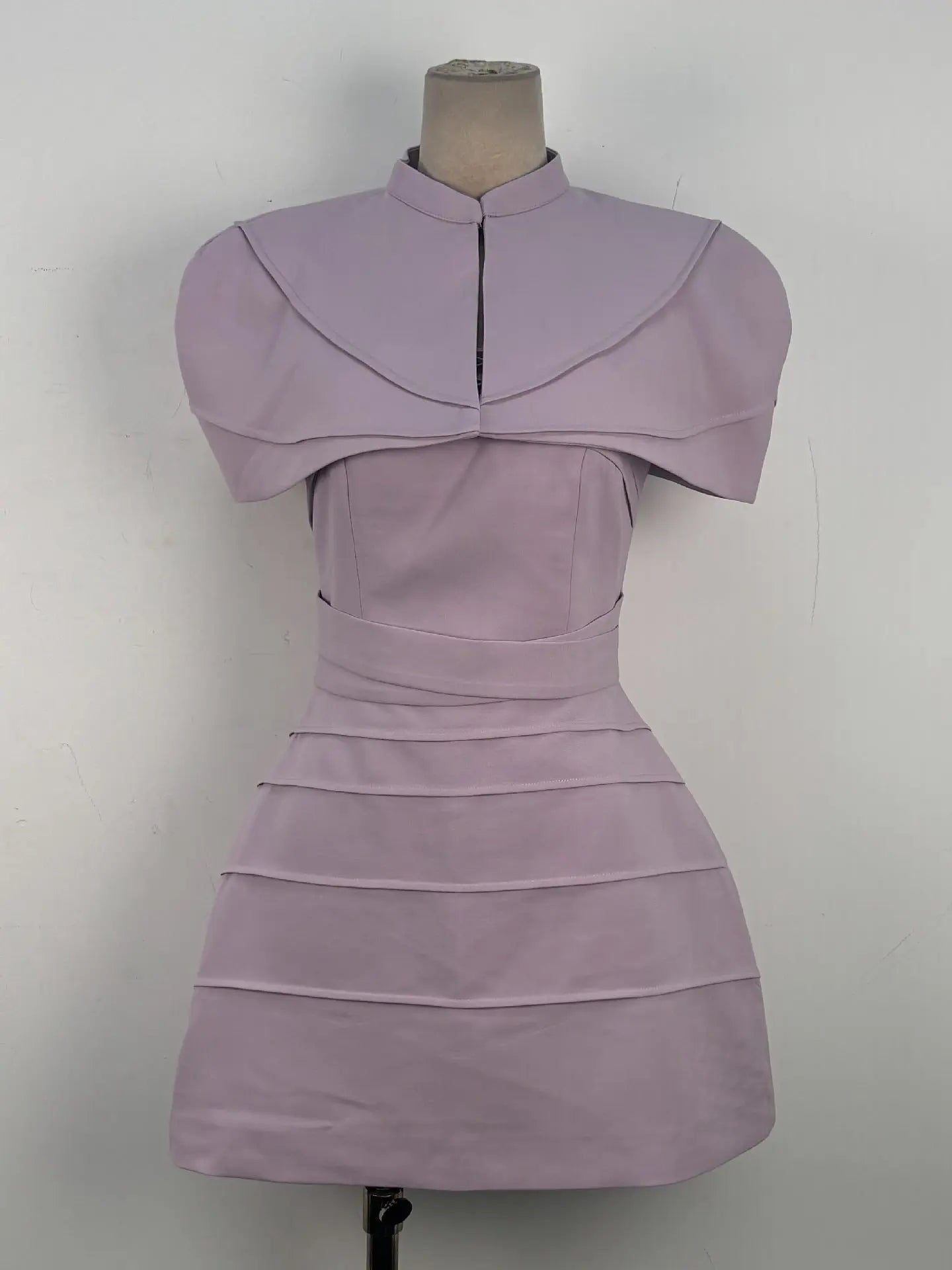 Purple Cape Mini Dress with Straps