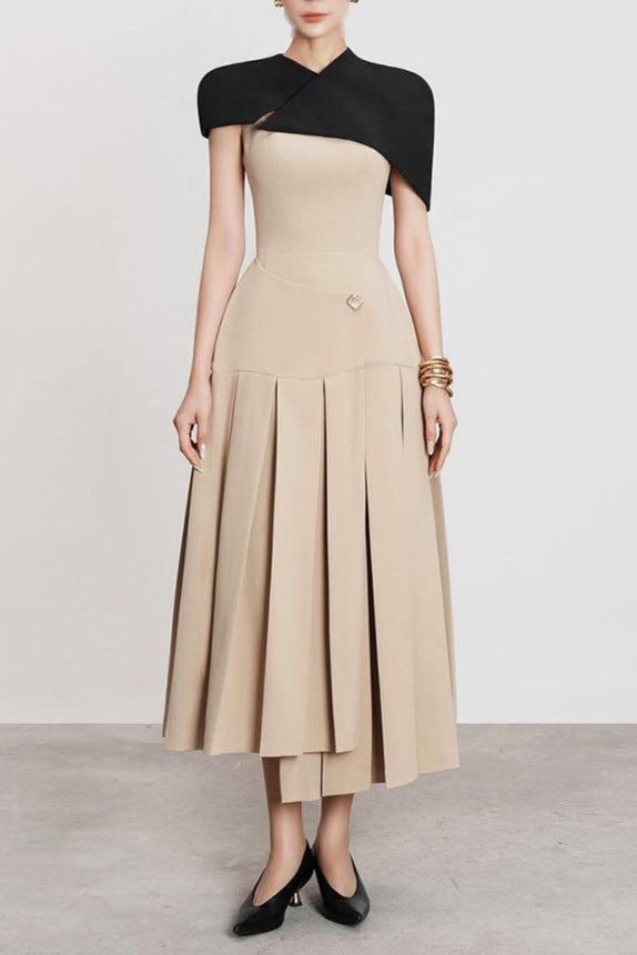 Cape Sleeveless Midi Dress