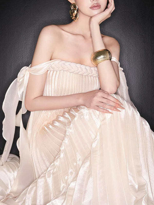 Off Shoulder Maxi Dress in Apricot