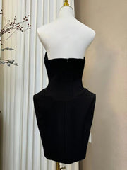 Folded Collar Corset Mini Dress in Black