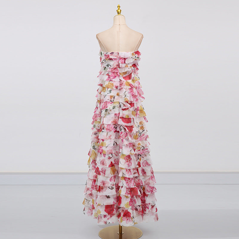 Cathy Floral Print Maxi Dress in Pink