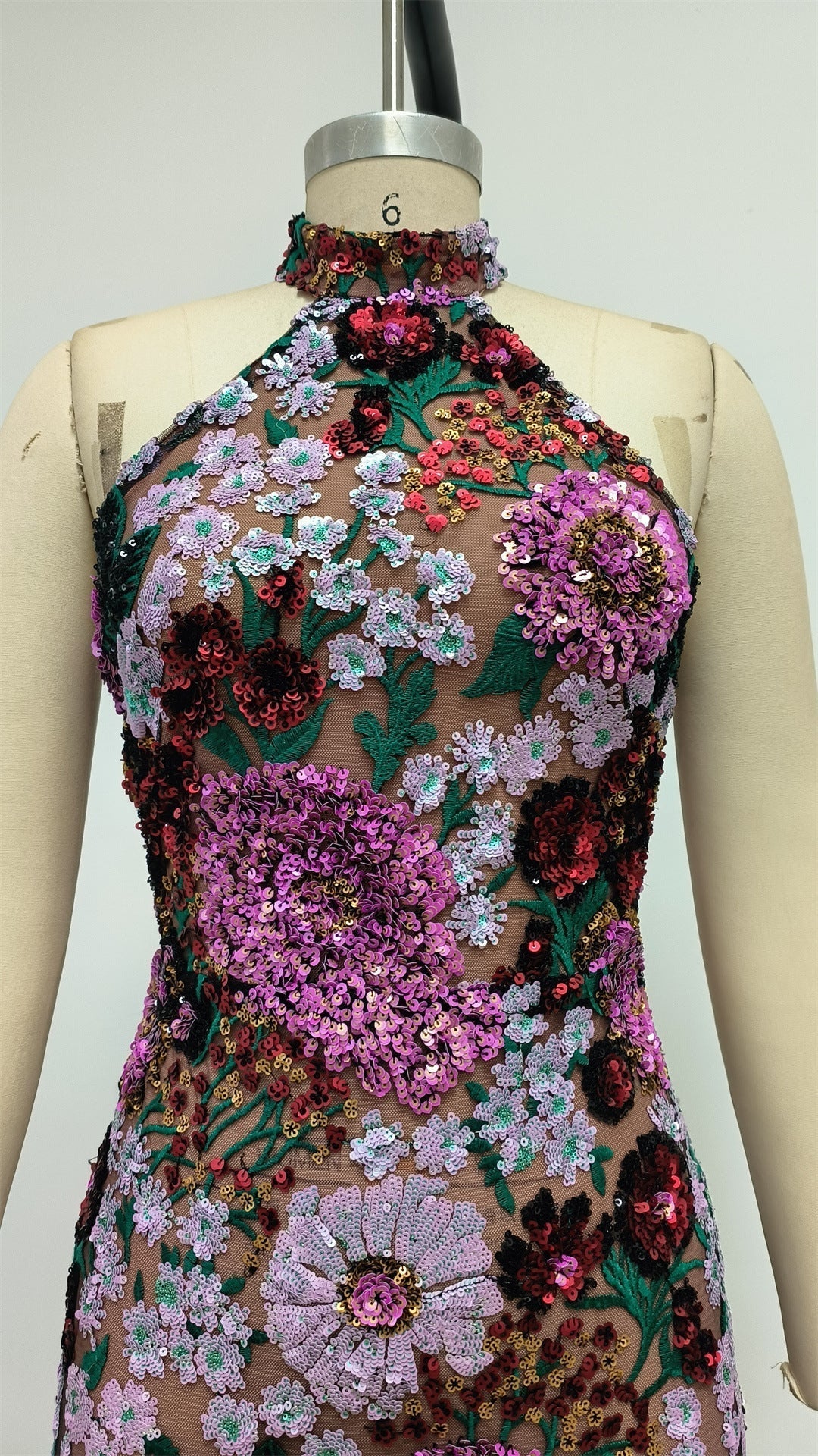 Open-Back Embroidered Mini Dress