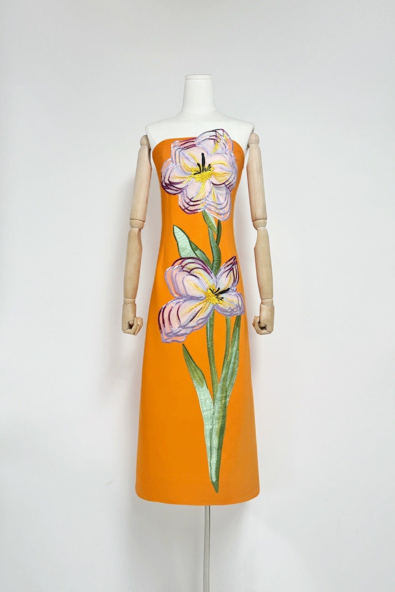 Floral Bustier Maxi Dress in Orange