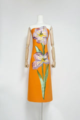 Floral Bustier Maxi Dress in Orange