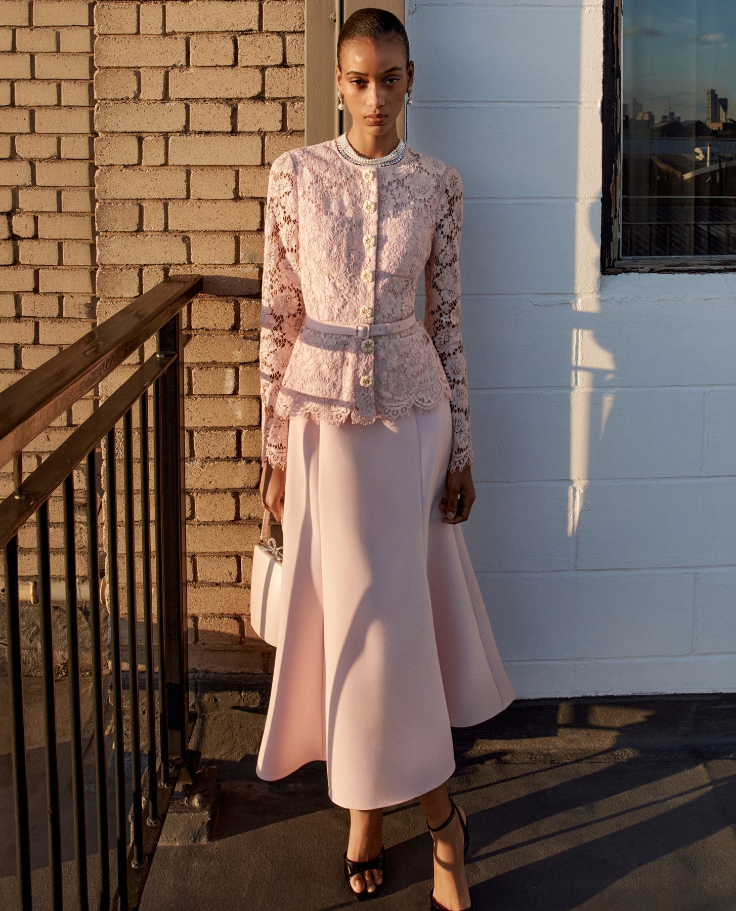 Pink Lace Midi Dress