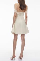 White Off Shoulder Mini Dress with Twist Front