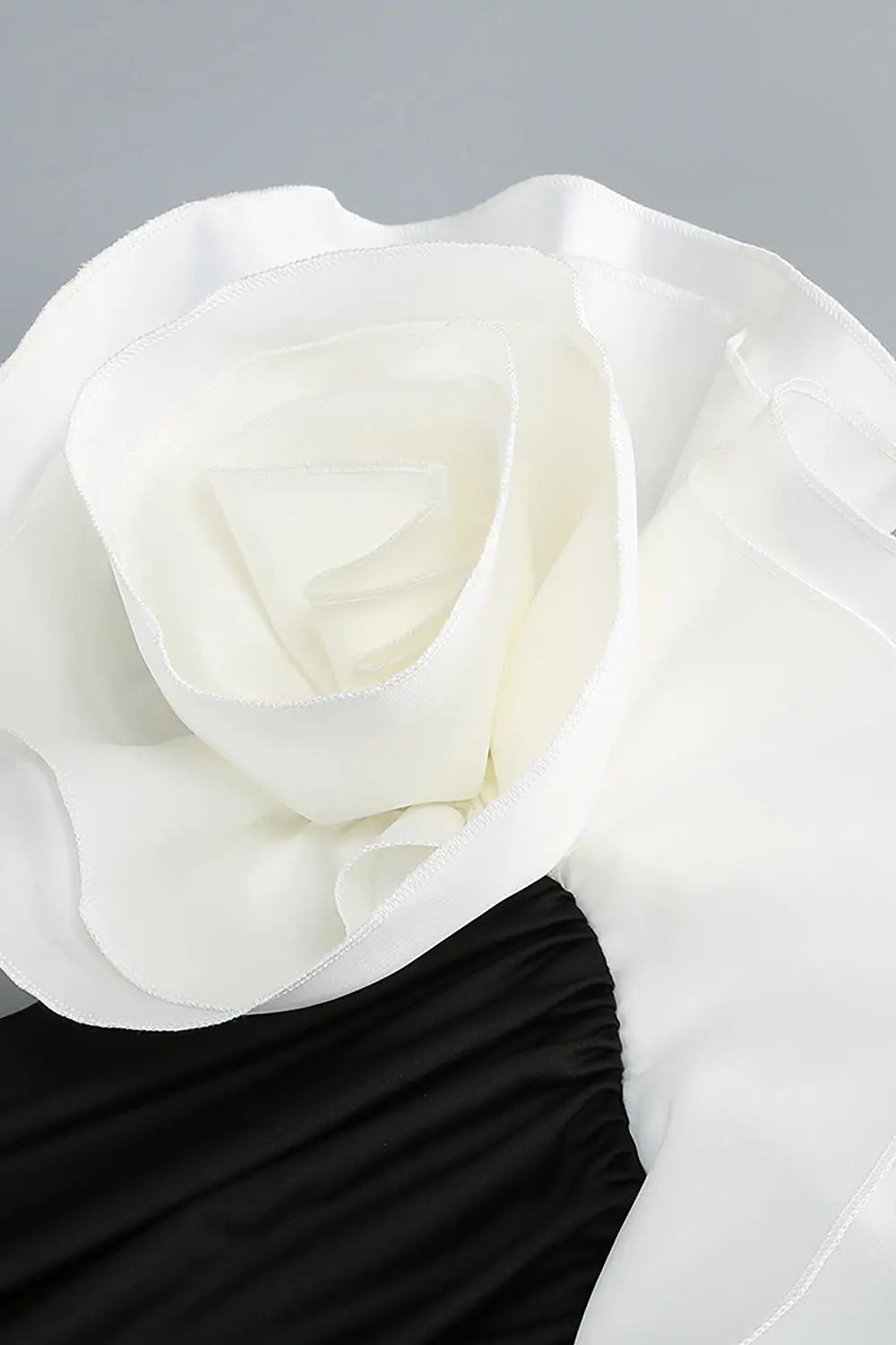 One Shoulder Peony Ruffle Gown in Black