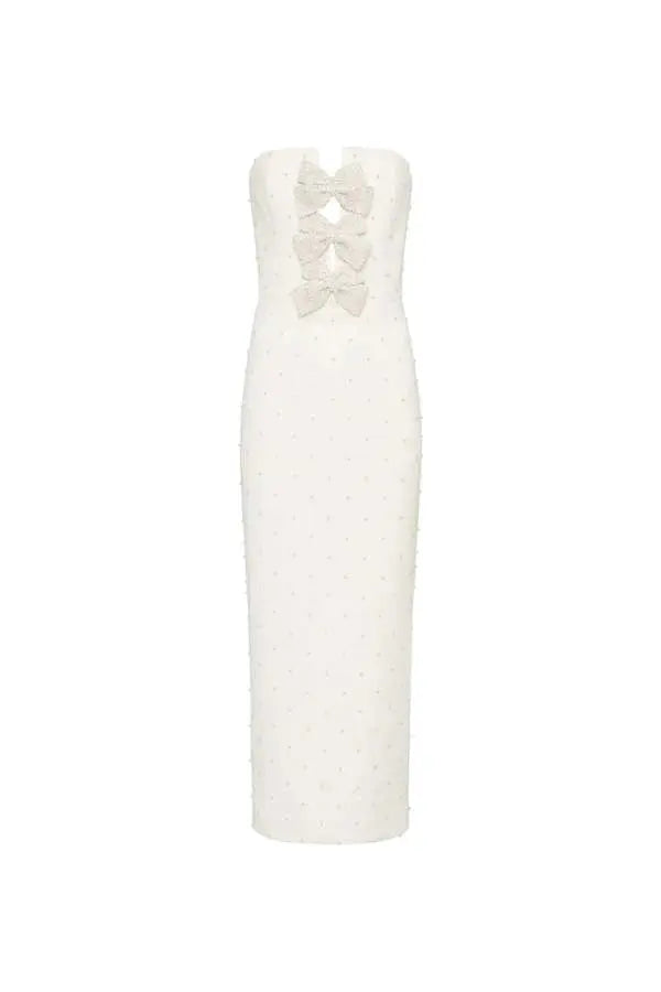 Embellished Midi Dress in Ivory