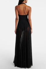 Halter Mesh Maxi Dress