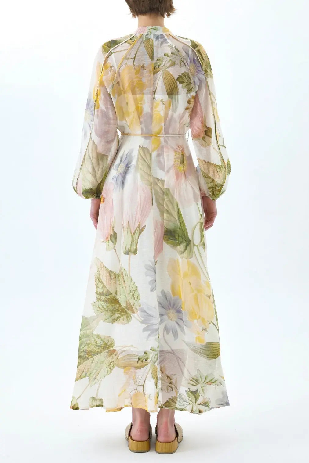 Floral Print Lantern Sleeve Maxi Dress