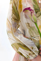Floral Print Lantern Sleeve Maxi Dress