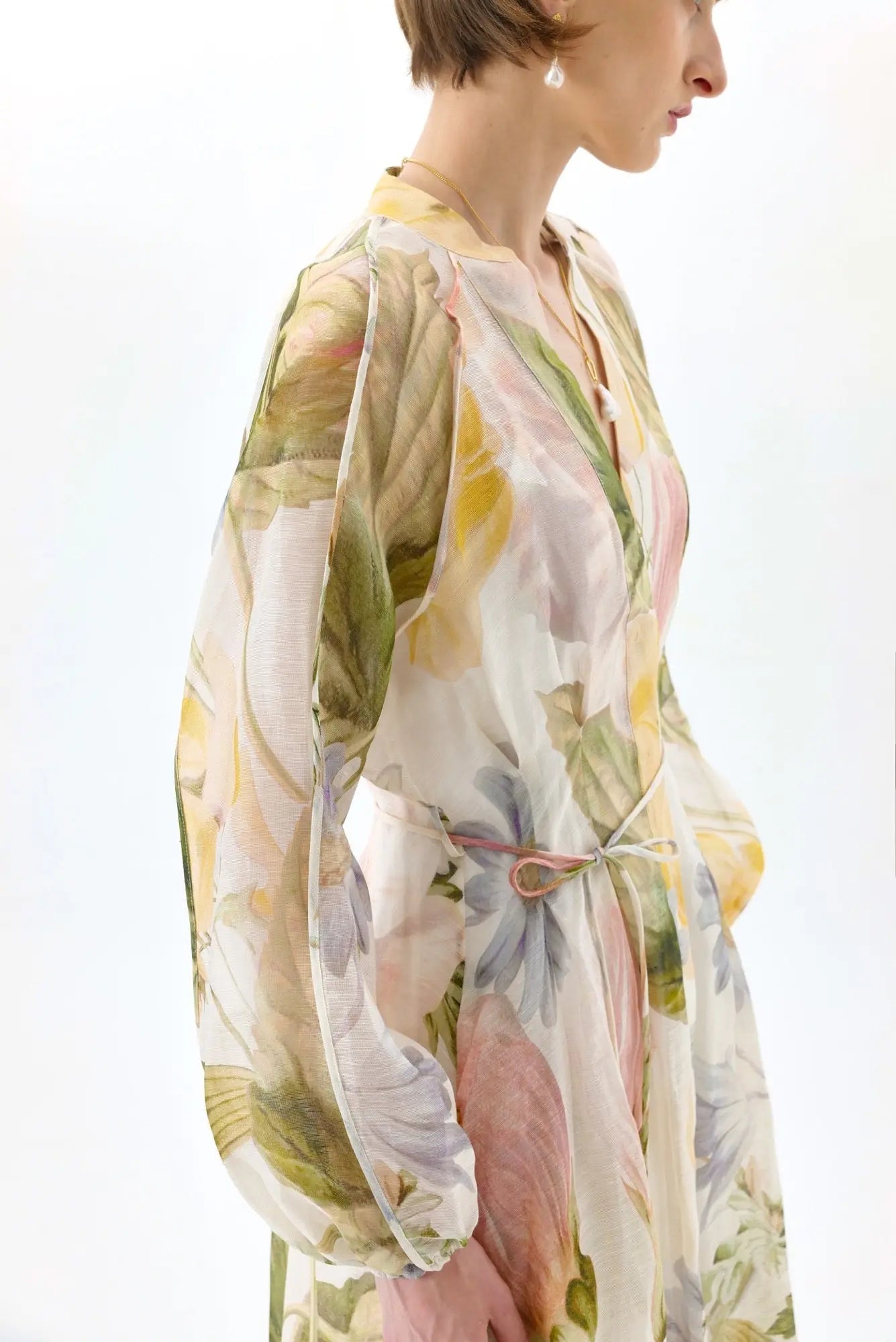 Floral Print Lantern Sleeve Maxi Dress