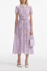 Lace Button Front Midi Dress