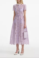 Lace Button Front Midi Dress