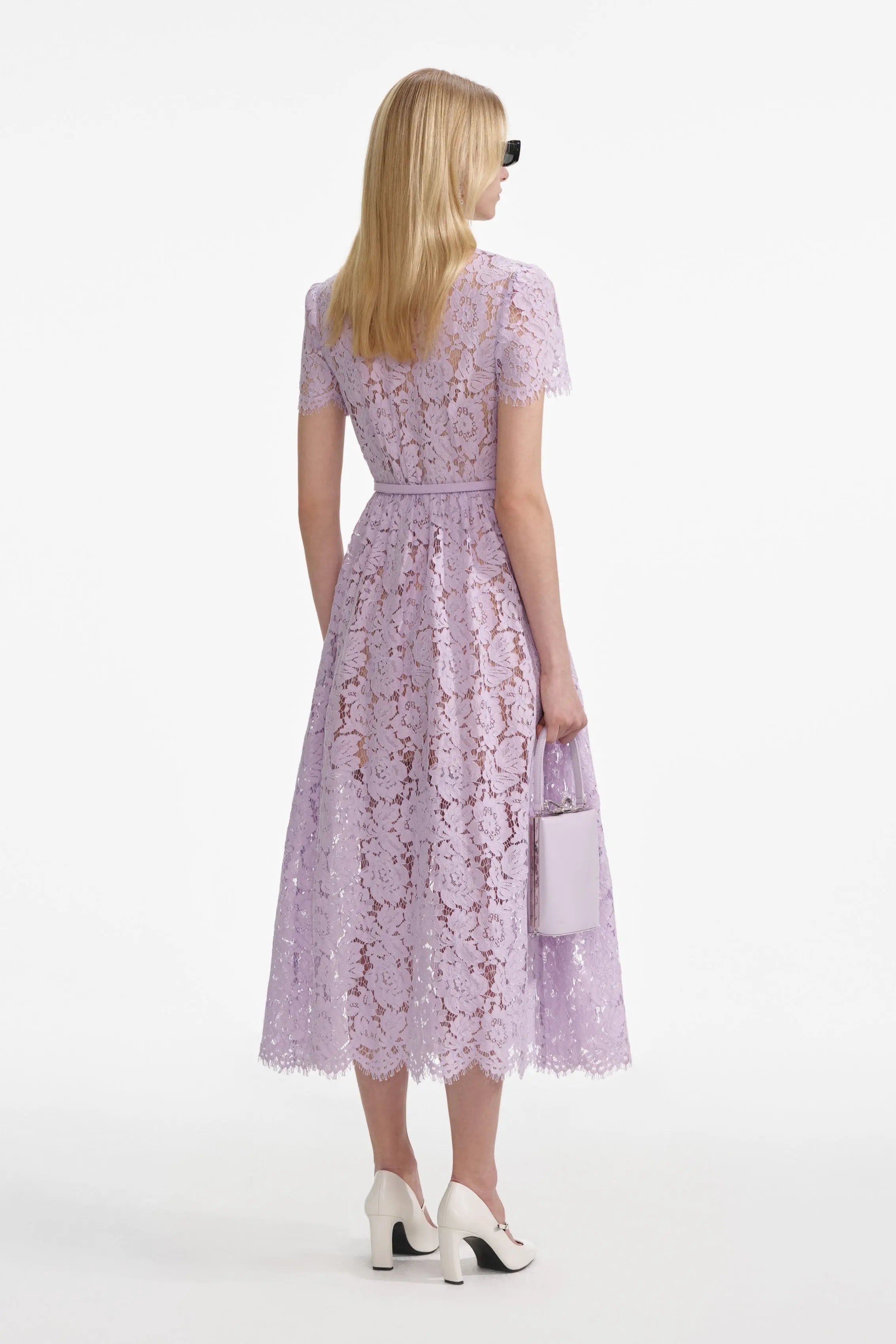 Lace Button Front Midi Dress