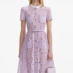 Lace Button Front Midi Dress