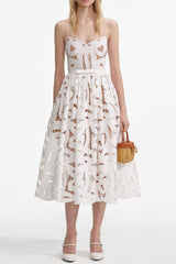 White Embroidered Midi Dress