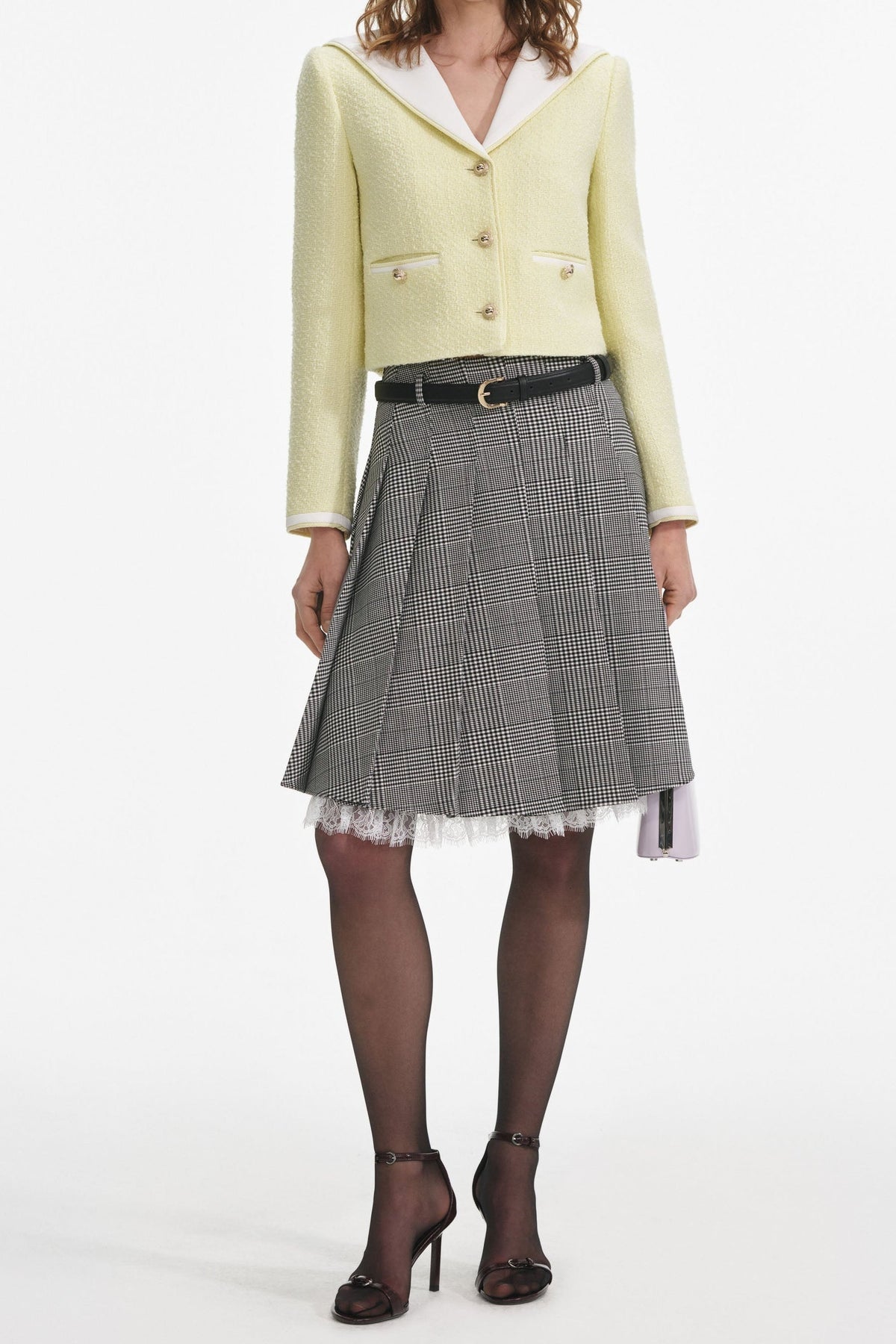 Boucle Contrast Collar Jacket in Yellow