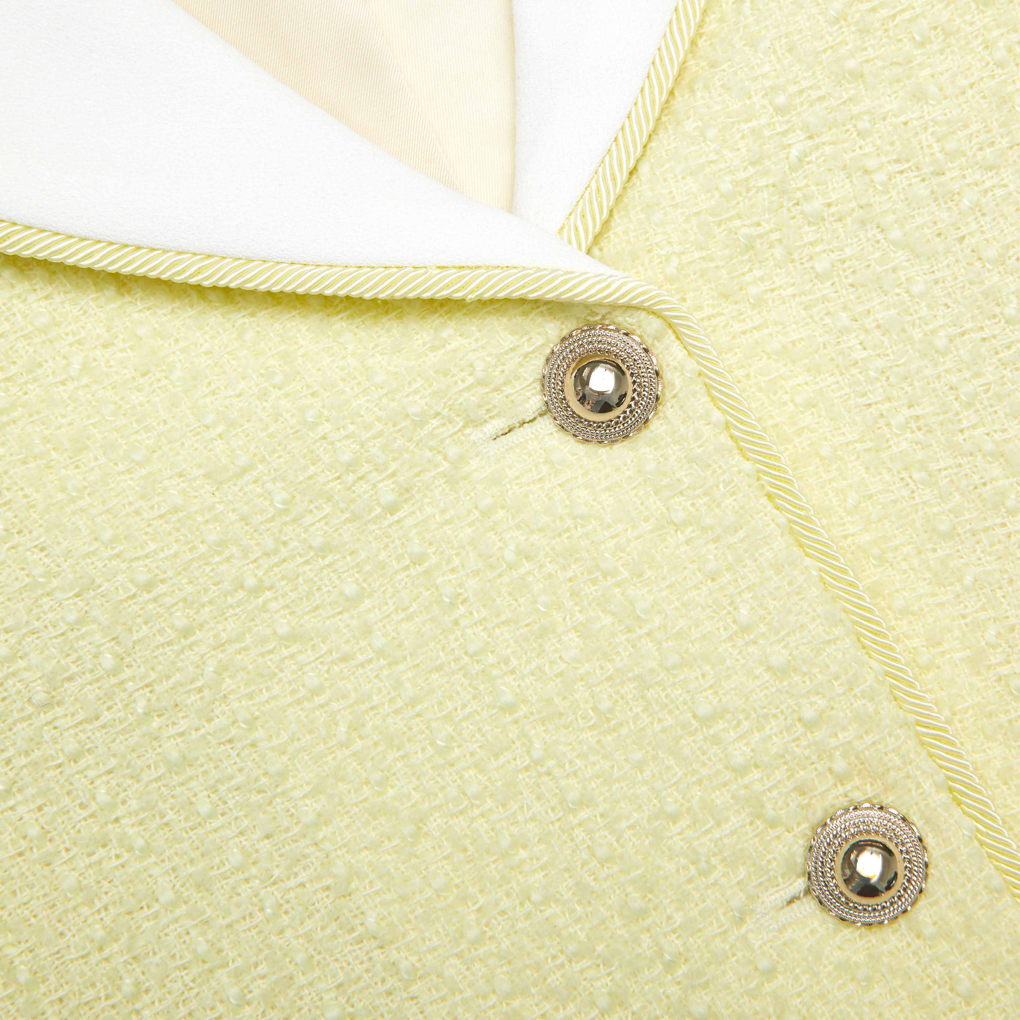 Boucle Contrast Collar Jacket in Yellow