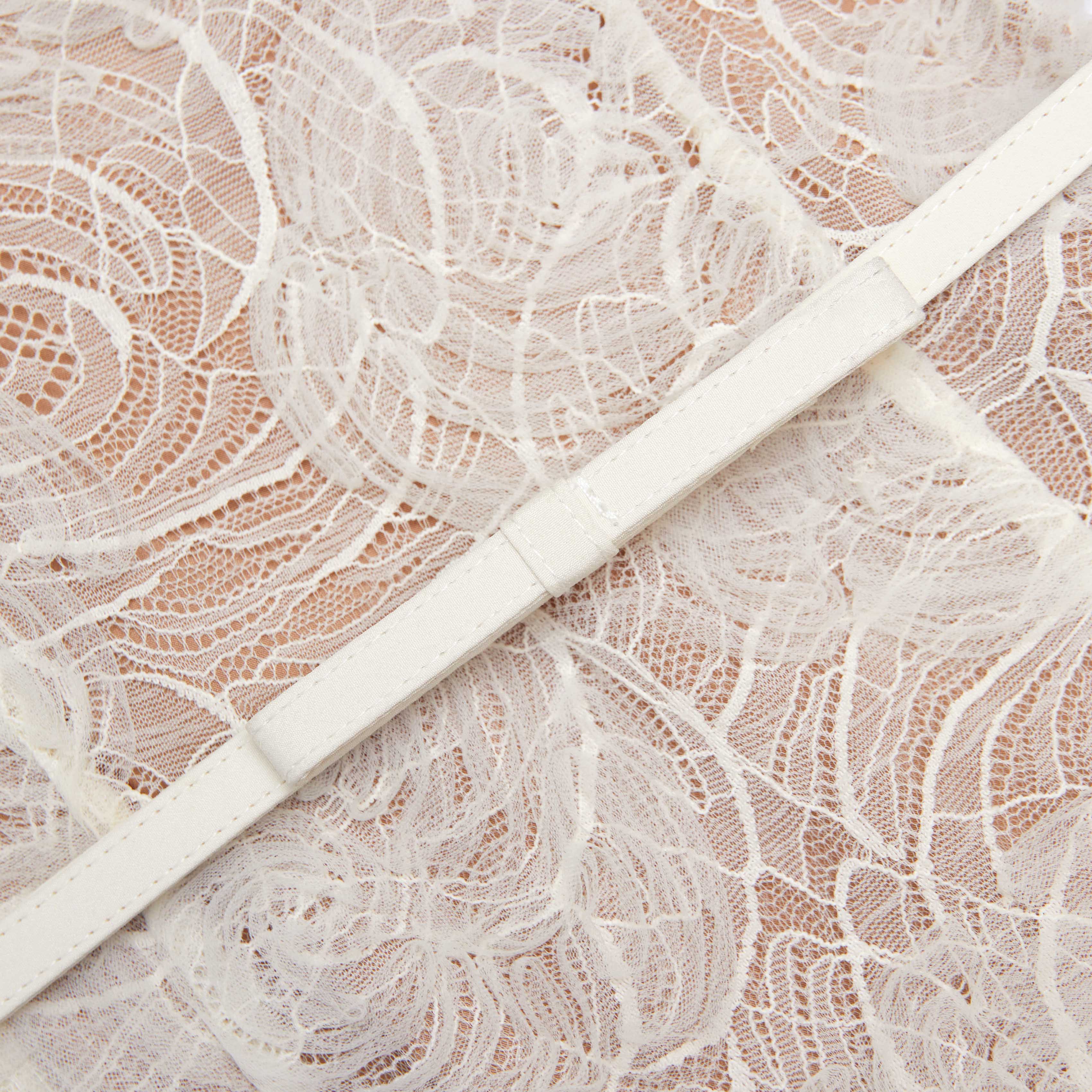 Lace Diamante Midi Dress in Beige